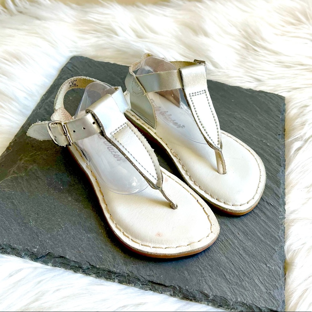 Salt Water Sandals by Hoy Silver Metallic Thong Sandals